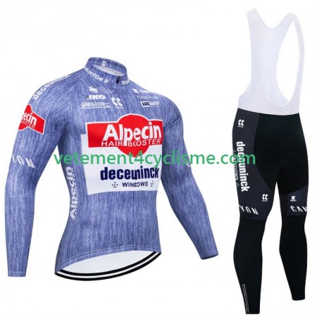 Homme Tenue Cycliste Manches Longues et Collant à Bretelles Hiver Thermal Fleece Alpecin Deceuninck 2024